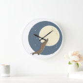 Grande Horloge Ronde Dachshund hurle sur la lune (Maison)