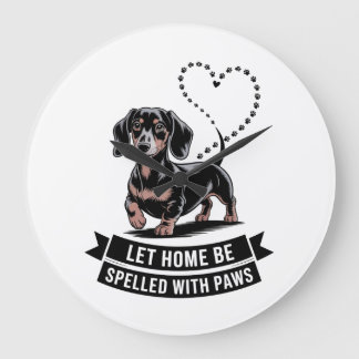 Grande Horloge Ronde Dachshund Let Home Be Spelled With Paws