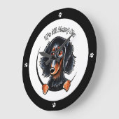 Grande Horloge Ronde Dachshund Longhé noir Tan IAAM (Angle)