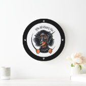 Grande Horloge Ronde Dachshund Longhé noir Tan IAAM (Maison)
