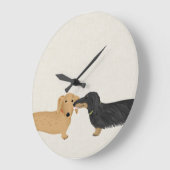 Grande Horloge Ronde Dachshunds Smooch (Angle)