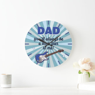 Grande Horloge Ronde Dad Electric Guitar Rock Star Cool Blue