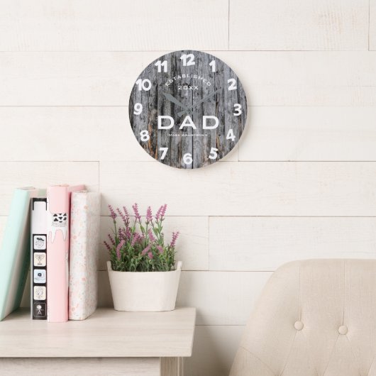 Grande Horloge Ronde Dad Wall Clock - Custom Father's Day Gift (Salle de lecture)