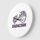 Grande Horloge Ronde Dadacorn Funny Licorne Papa Conception De T-Shirt (Angle)
