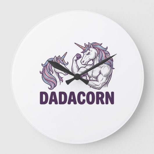 Grande Horloge Ronde Dadacorn Funny Licorne Papa Conception De T-Shirt (Recto)