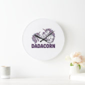 Grande Horloge Ronde Dadacorn Funny Licorne Papa Conception De T-Shirt (Maison)