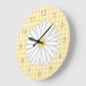 Grande Horloge Ronde Daisy Flower à Yellow et White. (Angle)