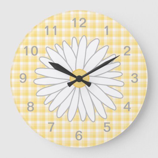 Grande Horloge Ronde Daisy Flower à Yellow et White. (Recto)