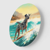 Grande Horloge Ronde Dalmation Plage Surf Peinture (Angle)