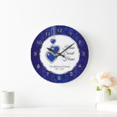 Grande Horloge Ronde Damas bleu avec les coeurs - Accueil Sweet Home (Maison)