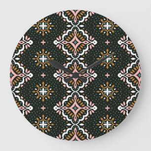 Grande Horloge Ronde Damas Oriental : Vintage mosaïque Talavera.