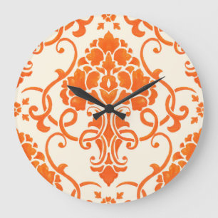 Grande Horloge Ronde Damas vintage : Elégante Texture sans joint