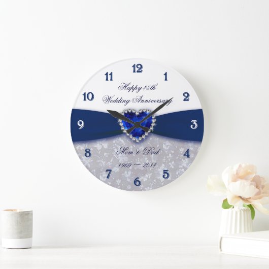 Grande Horloge Ronde Damask 45th Wedding Anniversary Clock (Maison)