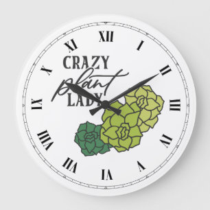 Grande Horloge Ronde Dame Plante folle
