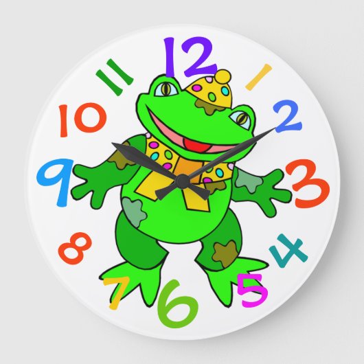 Grande Horloge Ronde Dancing Green Frog Kids (Recto)
