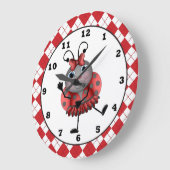 Grande Horloge Ronde Dancing Ladybug fun wall clock (Angle)