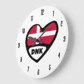 Grande Horloge Ronde Danemark Code pays DNK Coeur du drapeau (Angle)