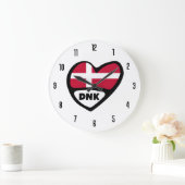 Grande Horloge Ronde Danemark Code pays DNK Coeur du drapeau (Maison)