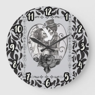 Grande Horloge Ronde Danse de mariage d'un couple amoureux squelettique
