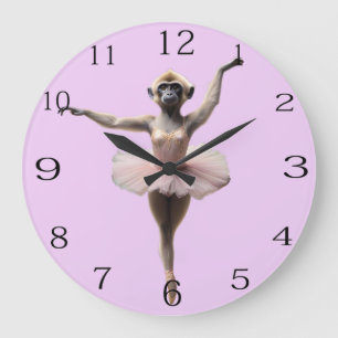 Grande Horloge Ronde Danseur De Ballet Gibbon Monkey Dans Un Tutu,