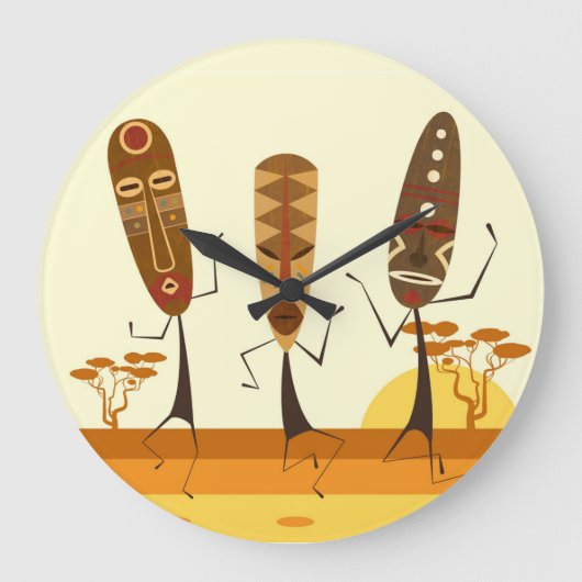 Grande Horloge Ronde Danseurs africains (Recto)