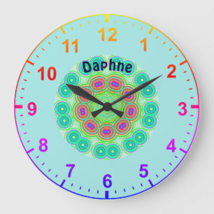 Grande Horloge Ronde DAPHNE Personnalisé~Cercles Kaleidoscope Fractés ~