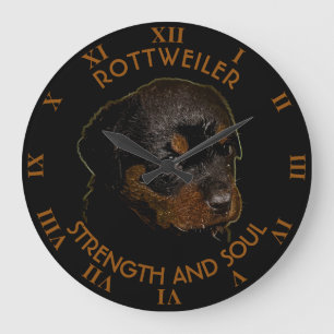 Grande Horloge Ronde Dark Cute Rottweiler Puppy Dog