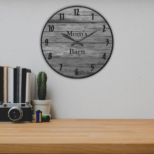 Grande Horloge Ronde Dark Gray Barnwood Styled