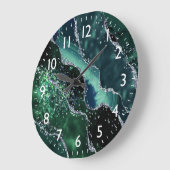 Grande Horloge Ronde Dark Green & Faux Glitter Agate Monogram (Angle)