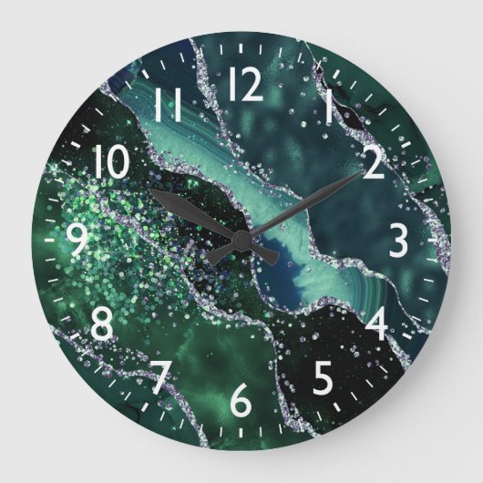 Grande Horloge Ronde Dark Green & Faux Glitter Agate Monogram (Recto)
