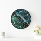 Grande Horloge Ronde Dark Green & Faux Glitter Agate Monogram (Maison)