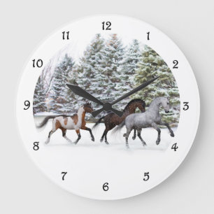 Grande Horloge Ronde Dashing Through the Snow Wall Clock