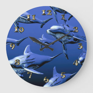Grande Horloge Ronde Dauphin bleu