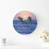 Grande Horloge Ronde Dauphin de verdure au lever du soleil (Maison)