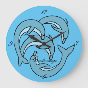 Grande Horloge Ronde Dauphins bleus entourant Thunder_Cove