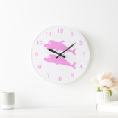 Grande Horloge Ronde Dauphins roses. (Maison)