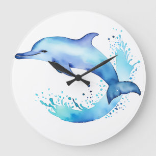 Grande Horloge Ronde Dauphins sereins - Se défouler dans les vagues à H