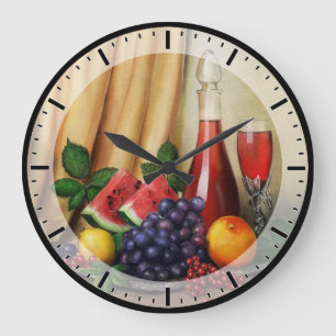 Grande Horloge Ronde De classique toujours la vie avec du vin et des