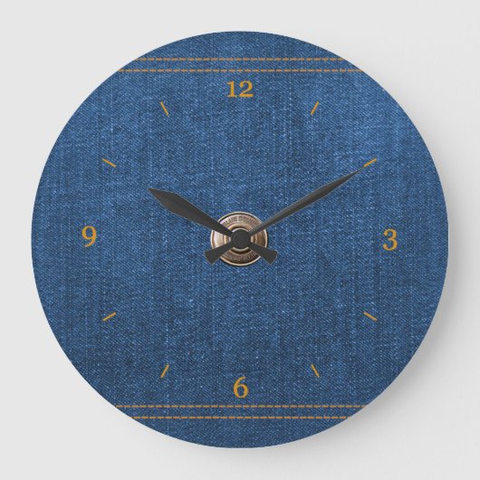 Grande Horloge Ronde De denim de bouton jeans bleus vers le bas avec (Recto)