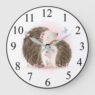 Grande Horloge Ronde De mignons hérissons