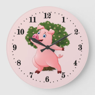 Grande Horloge Ronde déco des amateurs de cochon de campagne