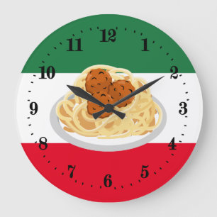 Grande Horloge Ronde Décor de galets de spaghetti italiens
