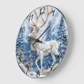 Grande Horloge Ronde Décor de Noël Reindeer (Angle)