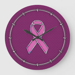Grande Horloge Ronde Décor du fichier Belted Pink Ribbon Awareness Carb