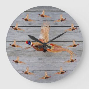 Grande Horloge Ronde Décor du mur de chasse de faisan
