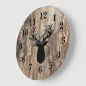 Grande Horloge Ronde Décor en bois rustique Deer Antler (Angle)