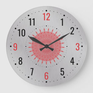 Grande Horloge Ronde Décor métallique argenté antique - gris Vintage