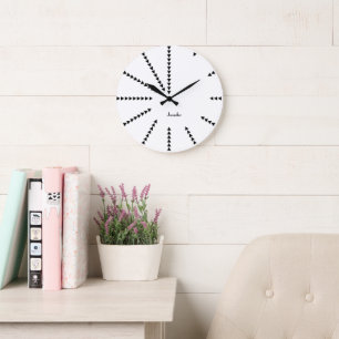 Grande Horloge Ronde Décor noir blanc moderne cadeau Mariage personnali