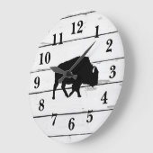 Grande Horloge Ronde Décor rustique Buffalo Shiplap (Angle)