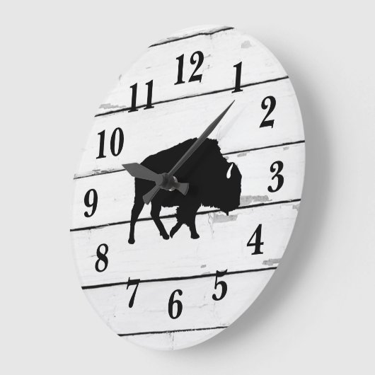 Grande Horloge Ronde Décor rustique Buffalo Shiplap (Angle)